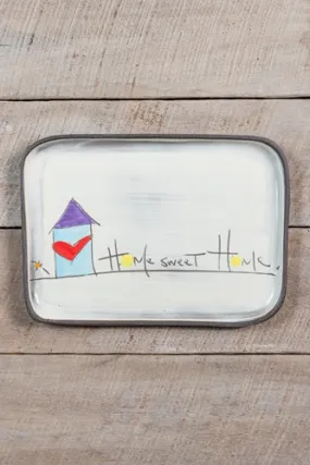 Home Sweet Home Rectangle Plate Hand Painted Ceramic