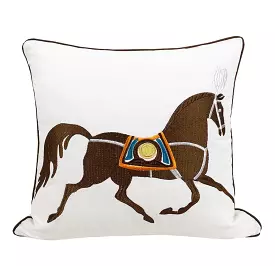 Horse Embroidery Cotton Decorative Throw Pillow Covers 45x45 cm