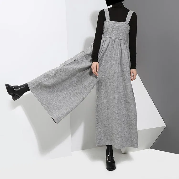 Jucee Wide Leg Overalls - Gray