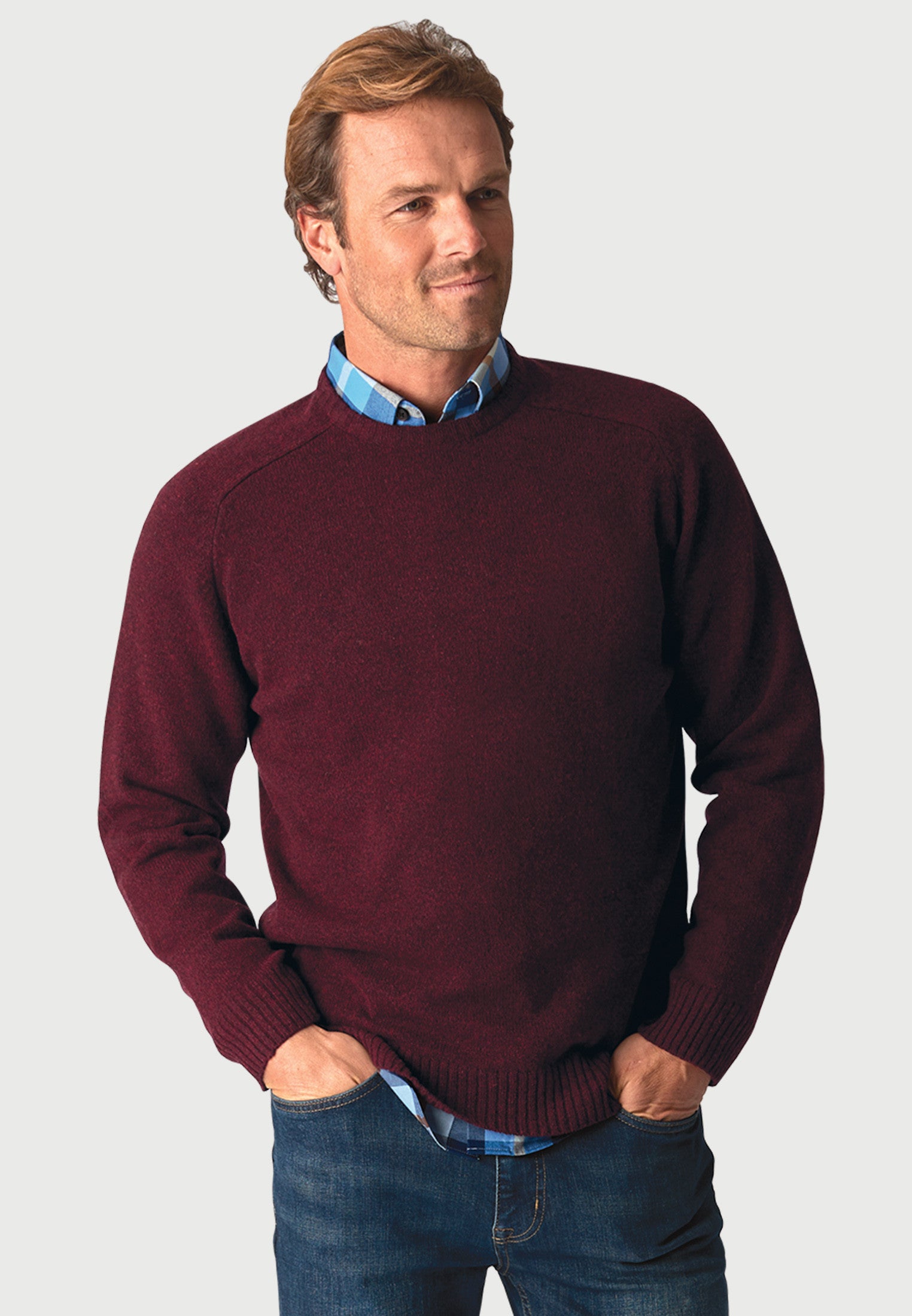 Lambswool Crew Neck Jumper - Burgundy