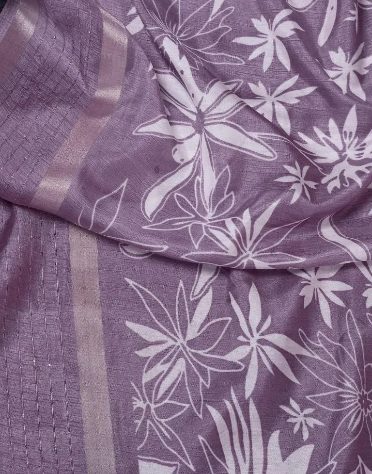 Lavender Silk Printed Sarees