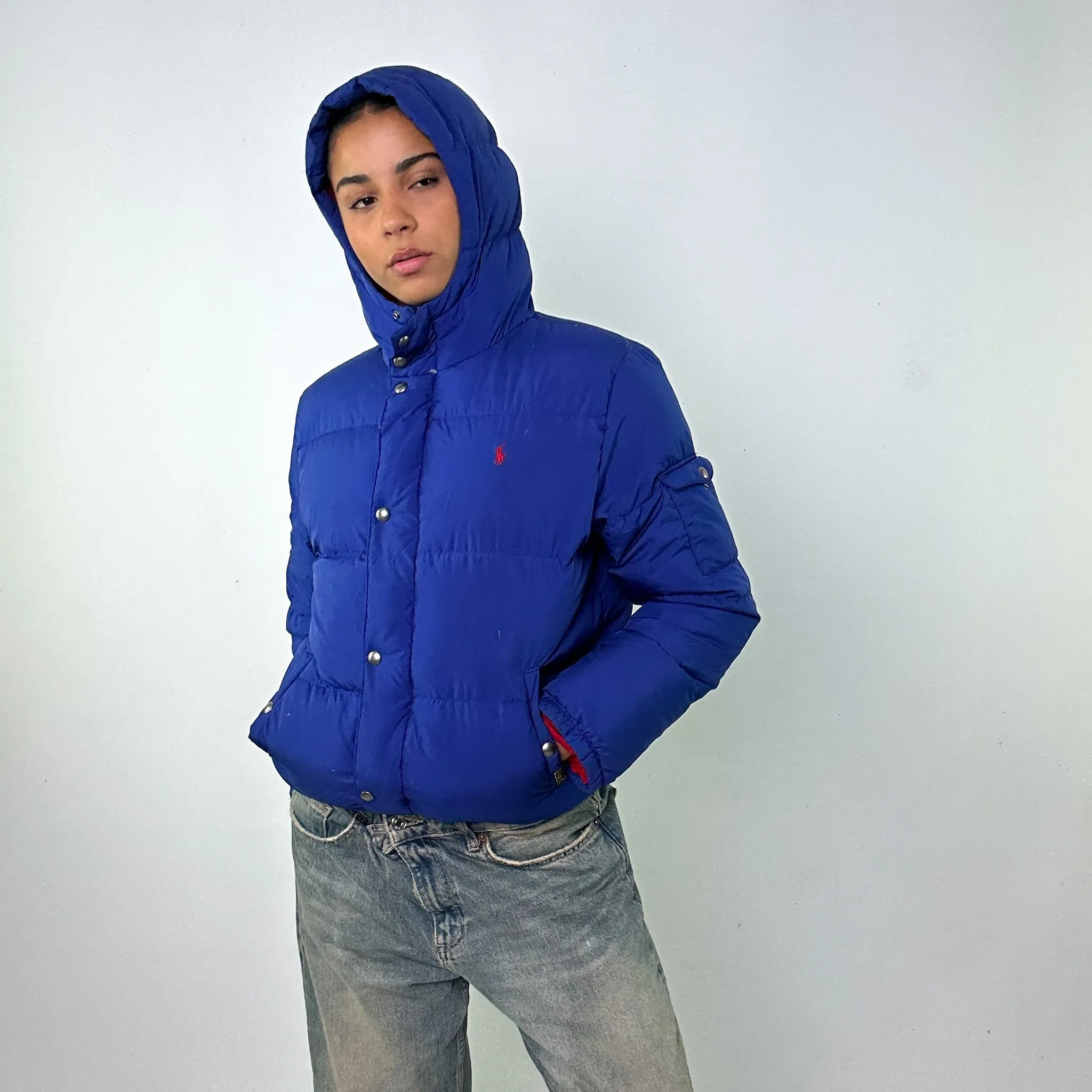 Light Blue y2ks Polo Ralph Lauren Puffer Jacket Coat (S)