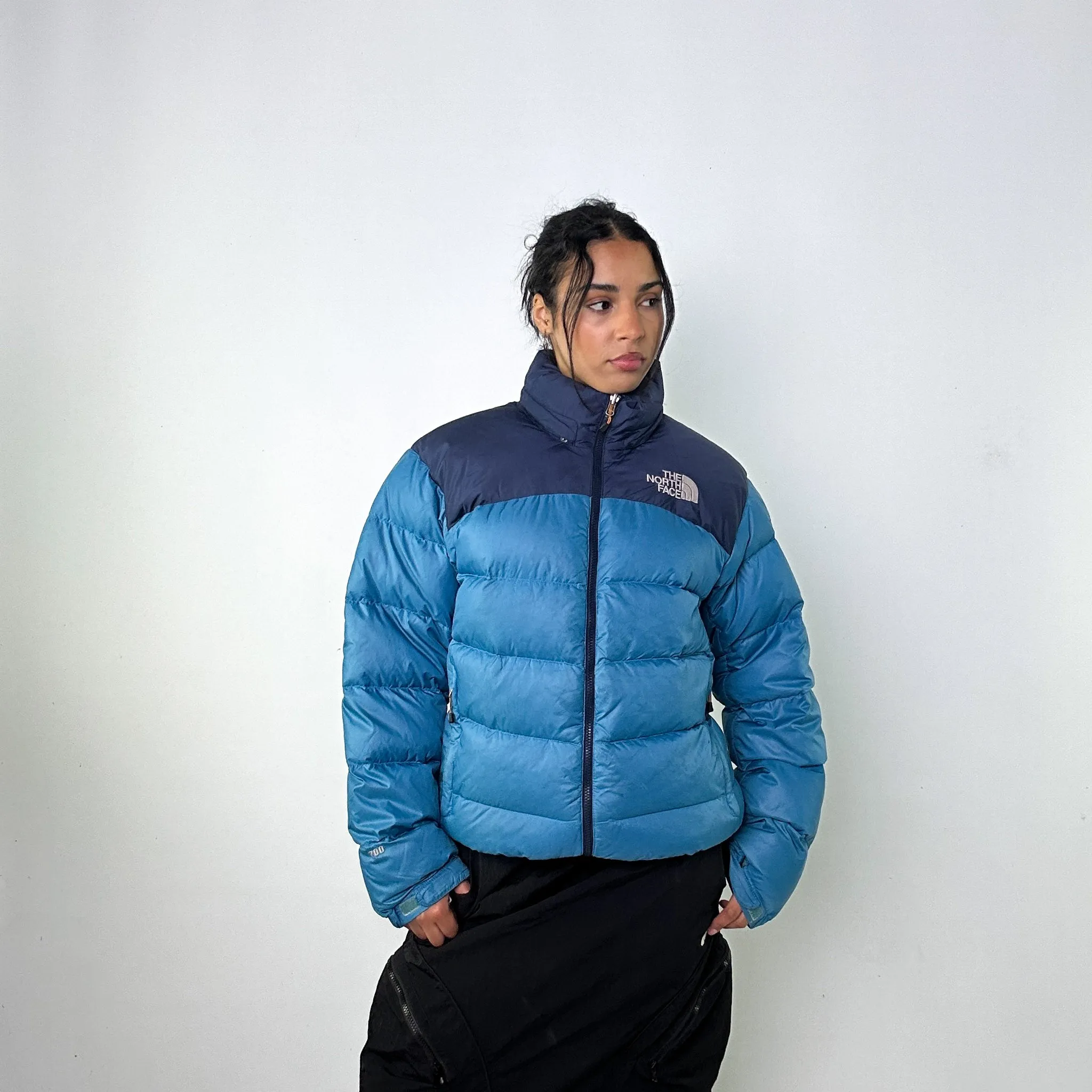 Light Blue y2ks The North Face 700 Series Nuptse Puffer Jacket Coat (M)