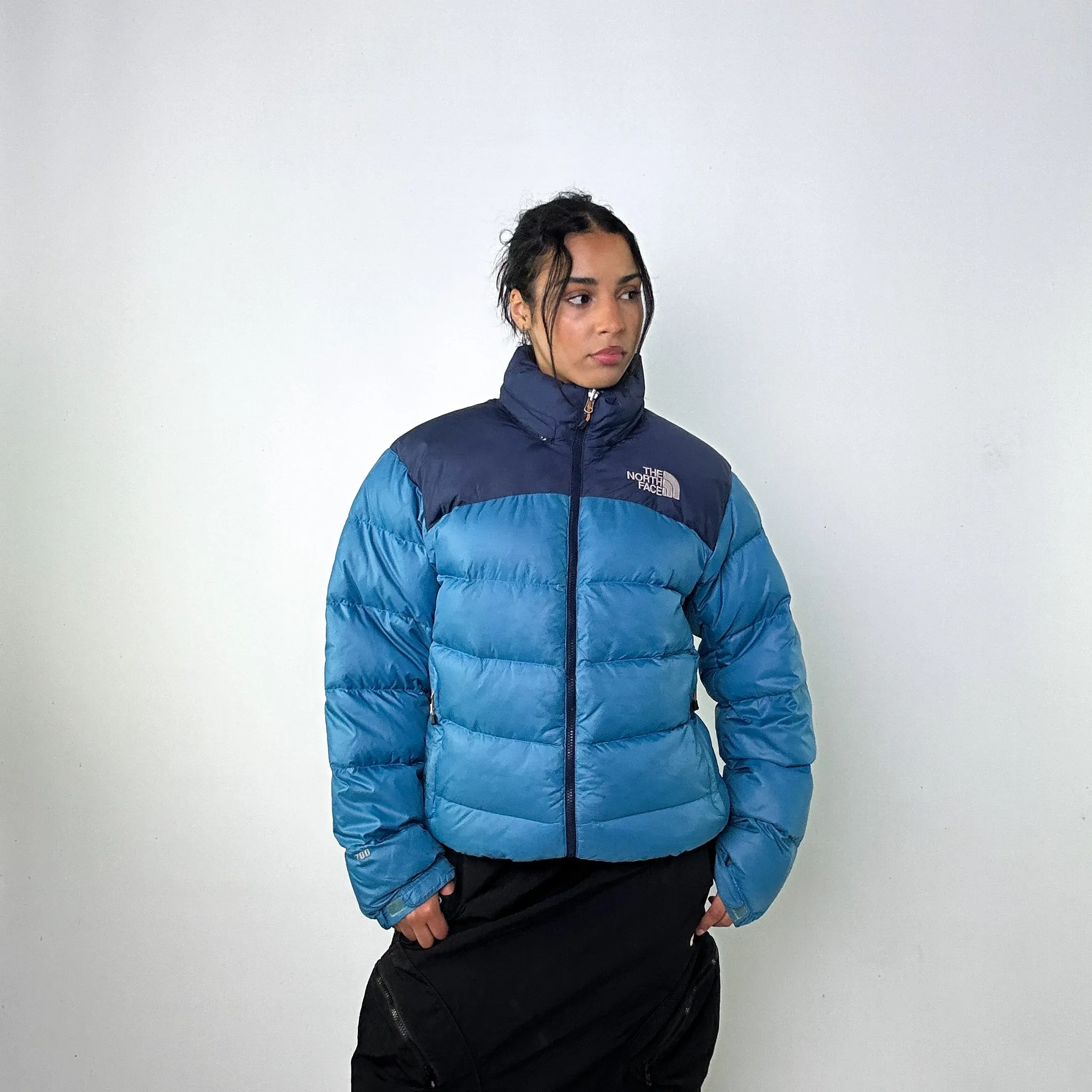 Light Blue y2ks The North Face 700 Series Nuptse Puffer Jacket Coat (M)