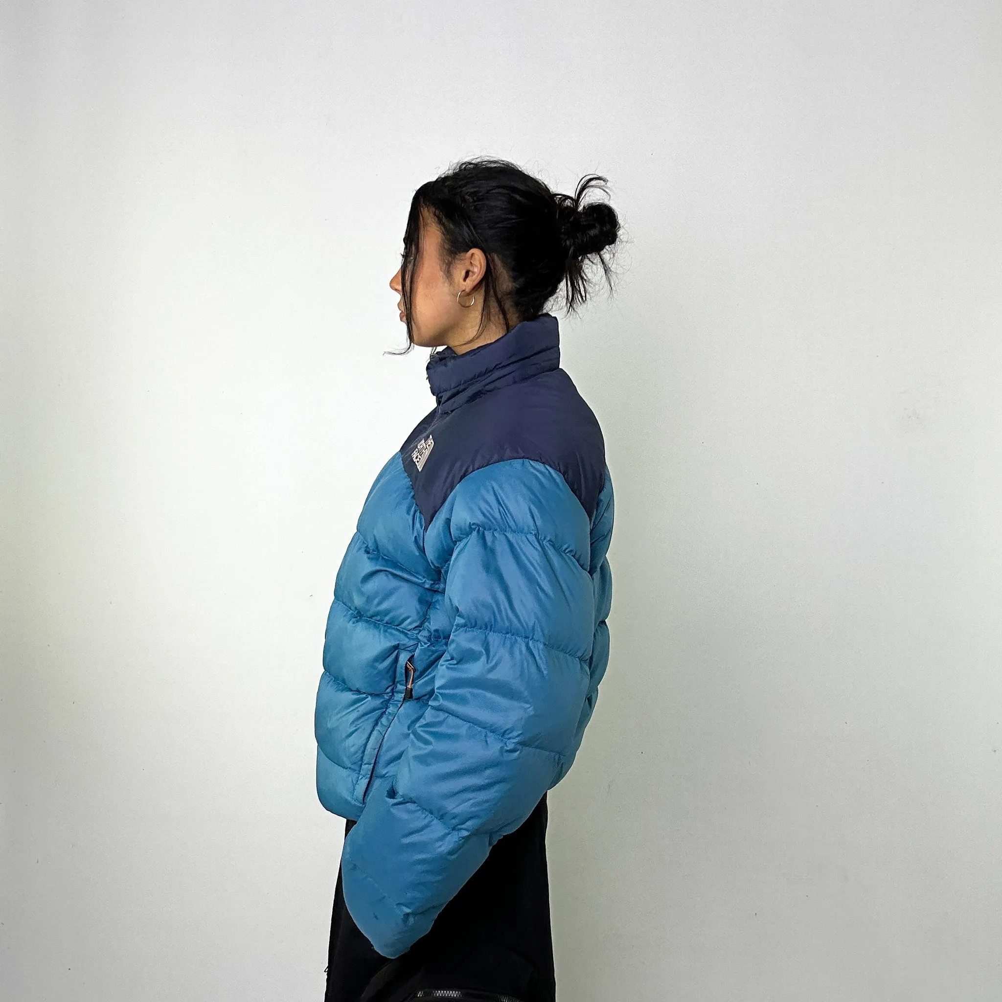 Light Blue y2ks The North Face 700 Series Nuptse Puffer Jacket Coat (M)