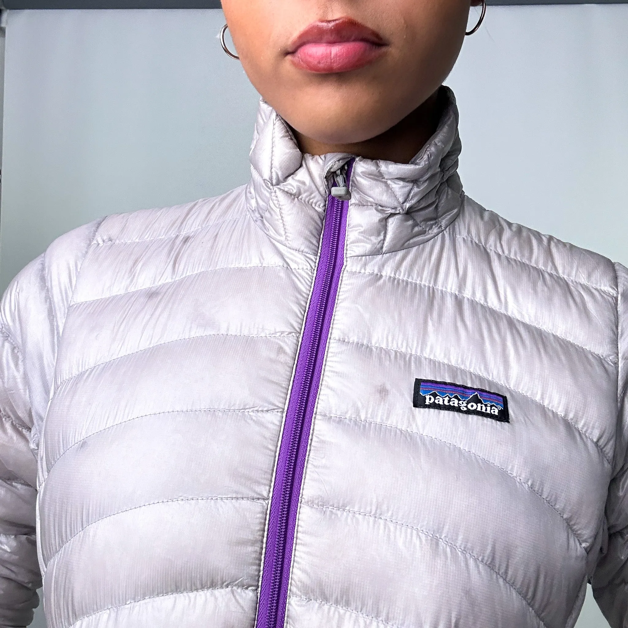 Light Grey y2ks Patagonia Puffer Jacket Coat (XS)