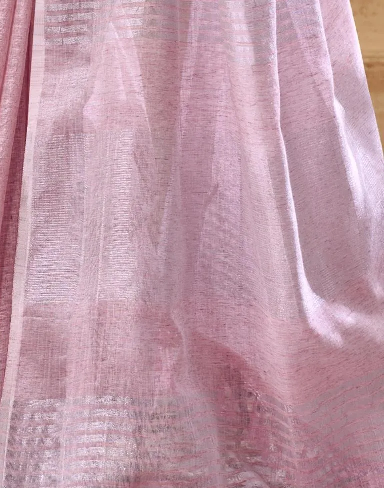 Light Pink Cotton Woven Sarees