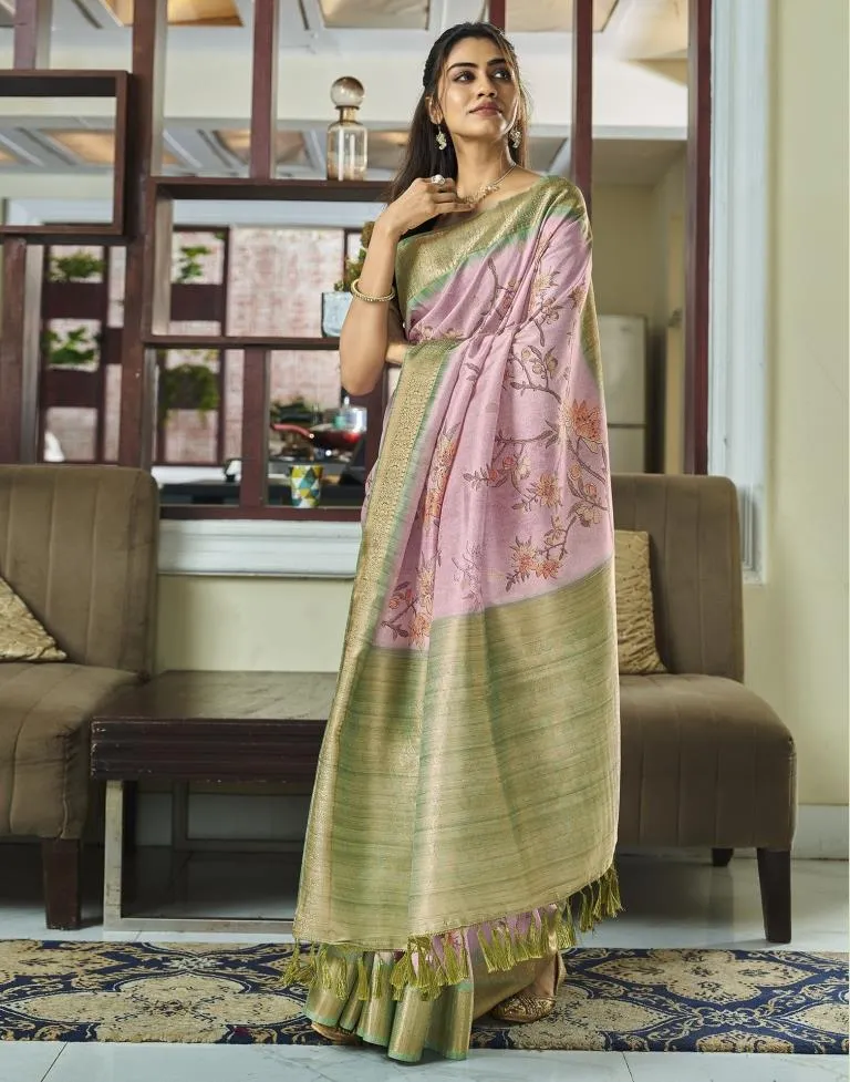 Light Pink Silk Woven Sarees