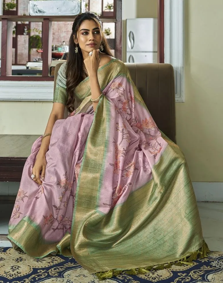 Light Pink Silk Woven Sarees