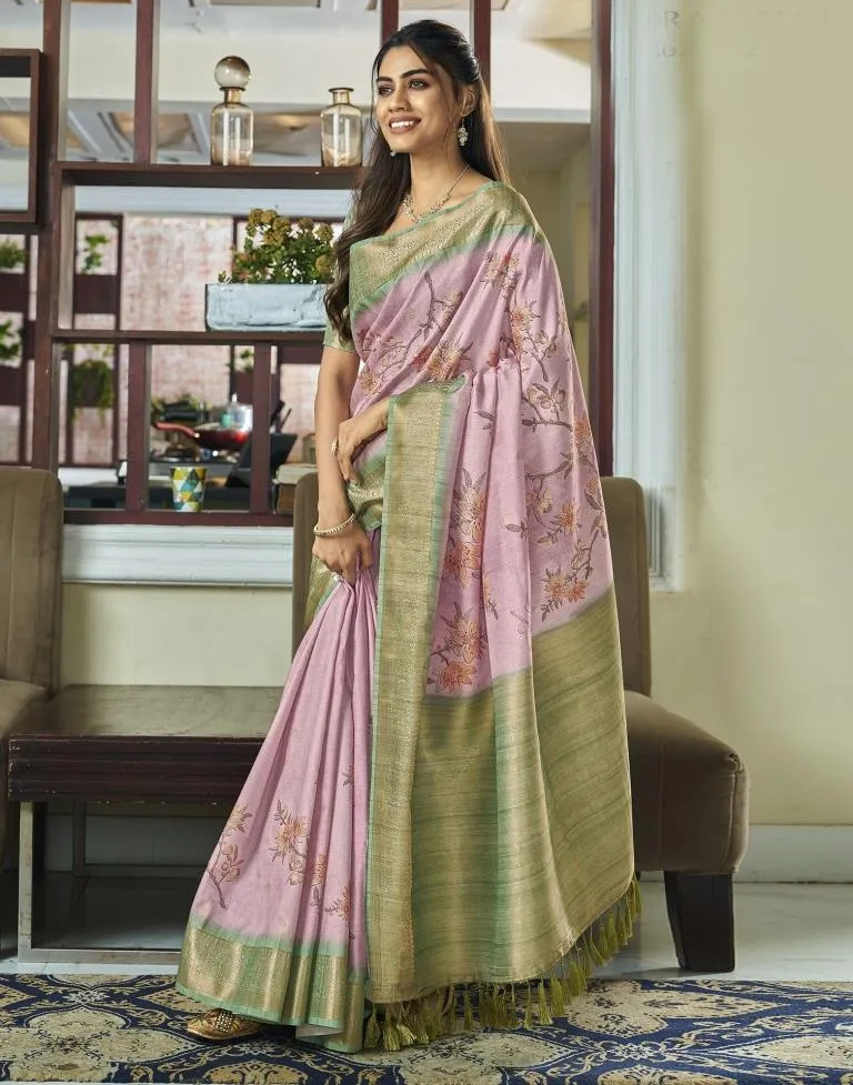 Light Pink Silk Woven Sarees