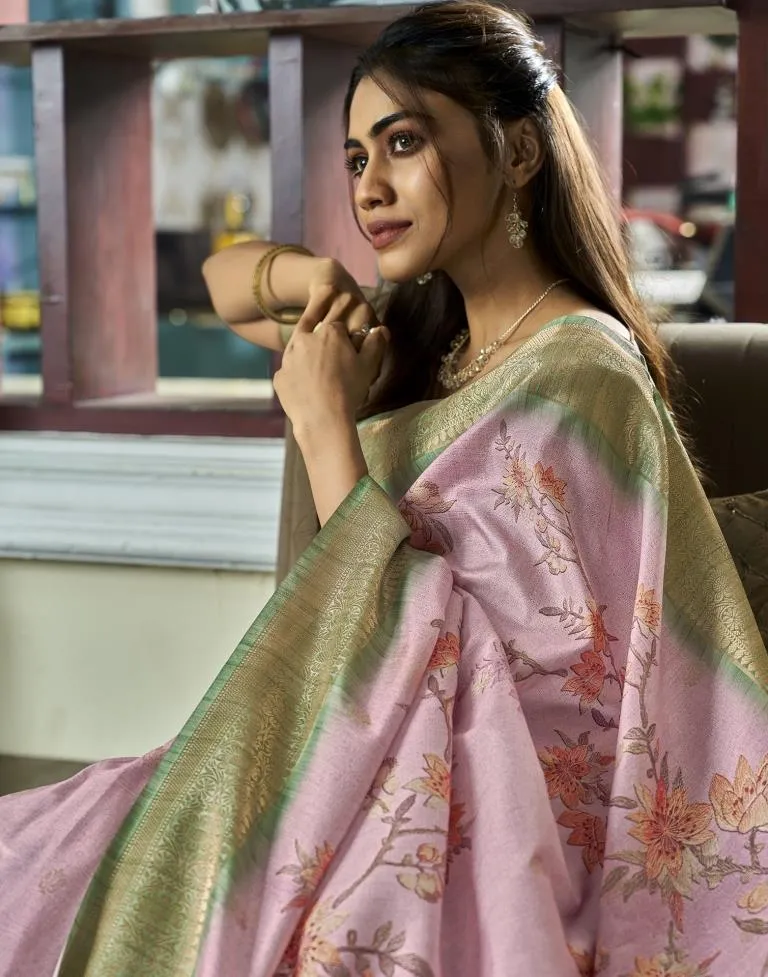 Light Pink Silk Woven Sarees