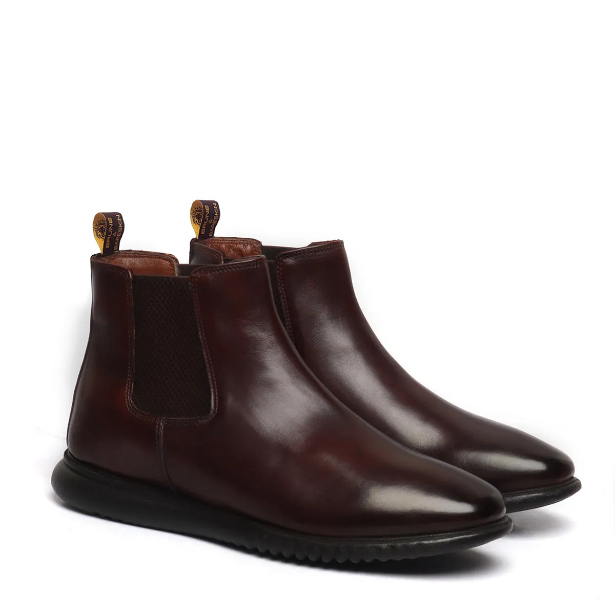 Light Weight Dark Brown Leather Chelsea Boot By Brune & Bareskin