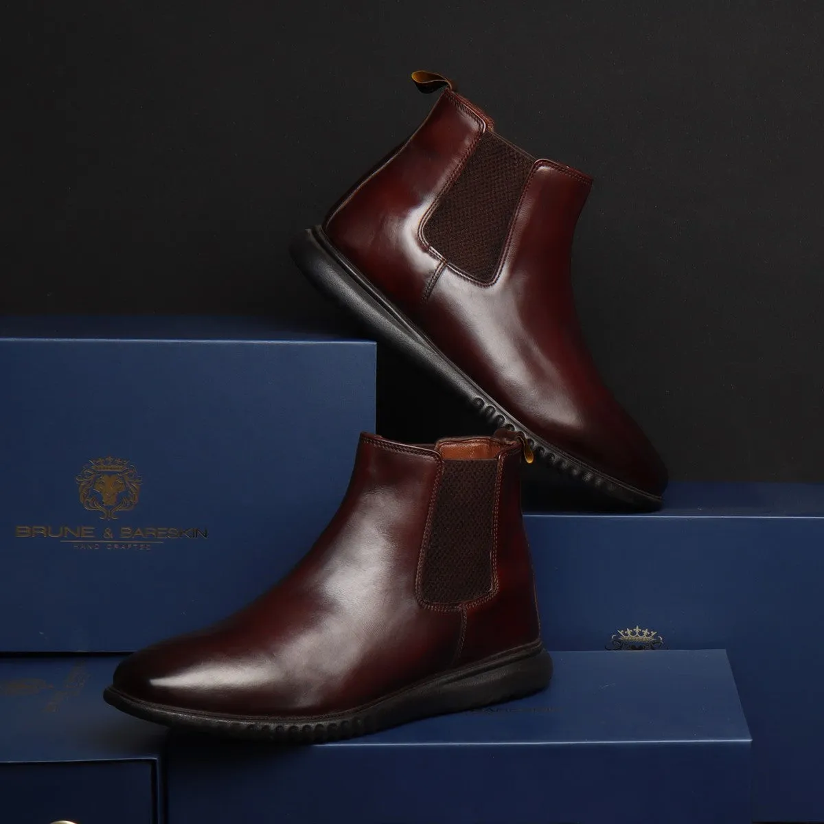 Light Weight Dark Brown Leather Chelsea Boot By Brune & Bareskin