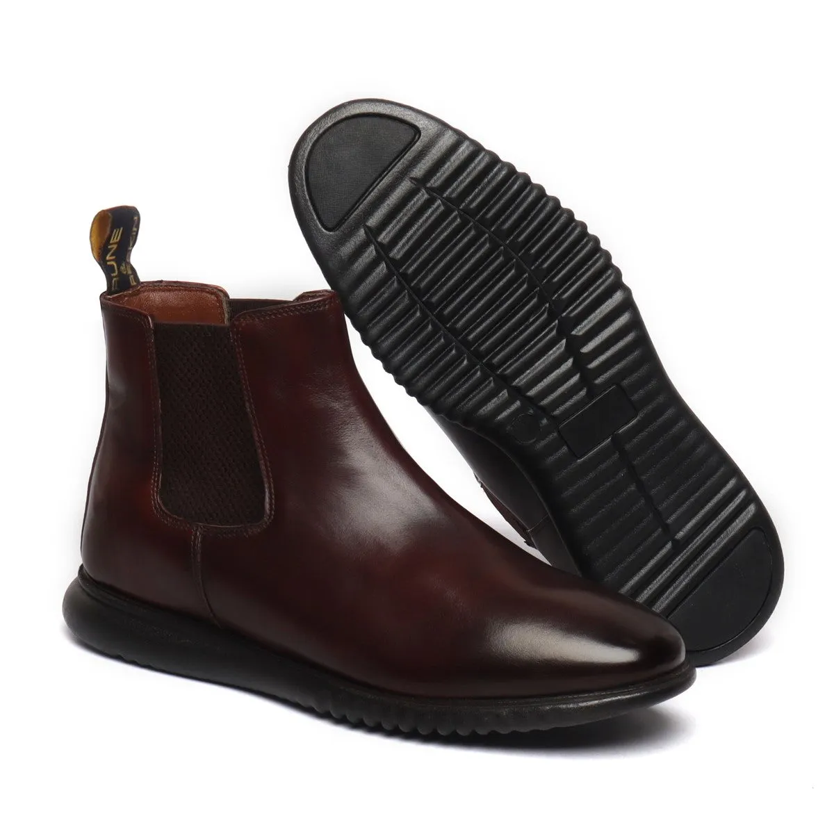 Light Weight Dark Brown Leather Chelsea Boot By Brune & Bareskin