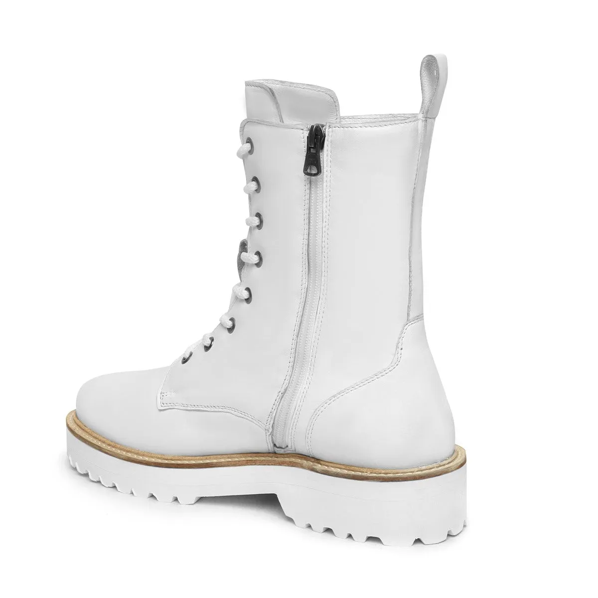 Light Weight White Leather Boot