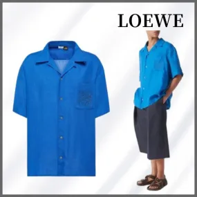 LOEWE  |Street Style Plain Cotton Short Sleeves Oversized Logo