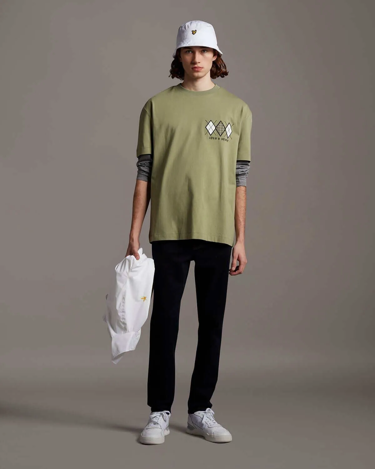 Lyle and Scott ARCHIVE Diamond Applique T Shirt Moss