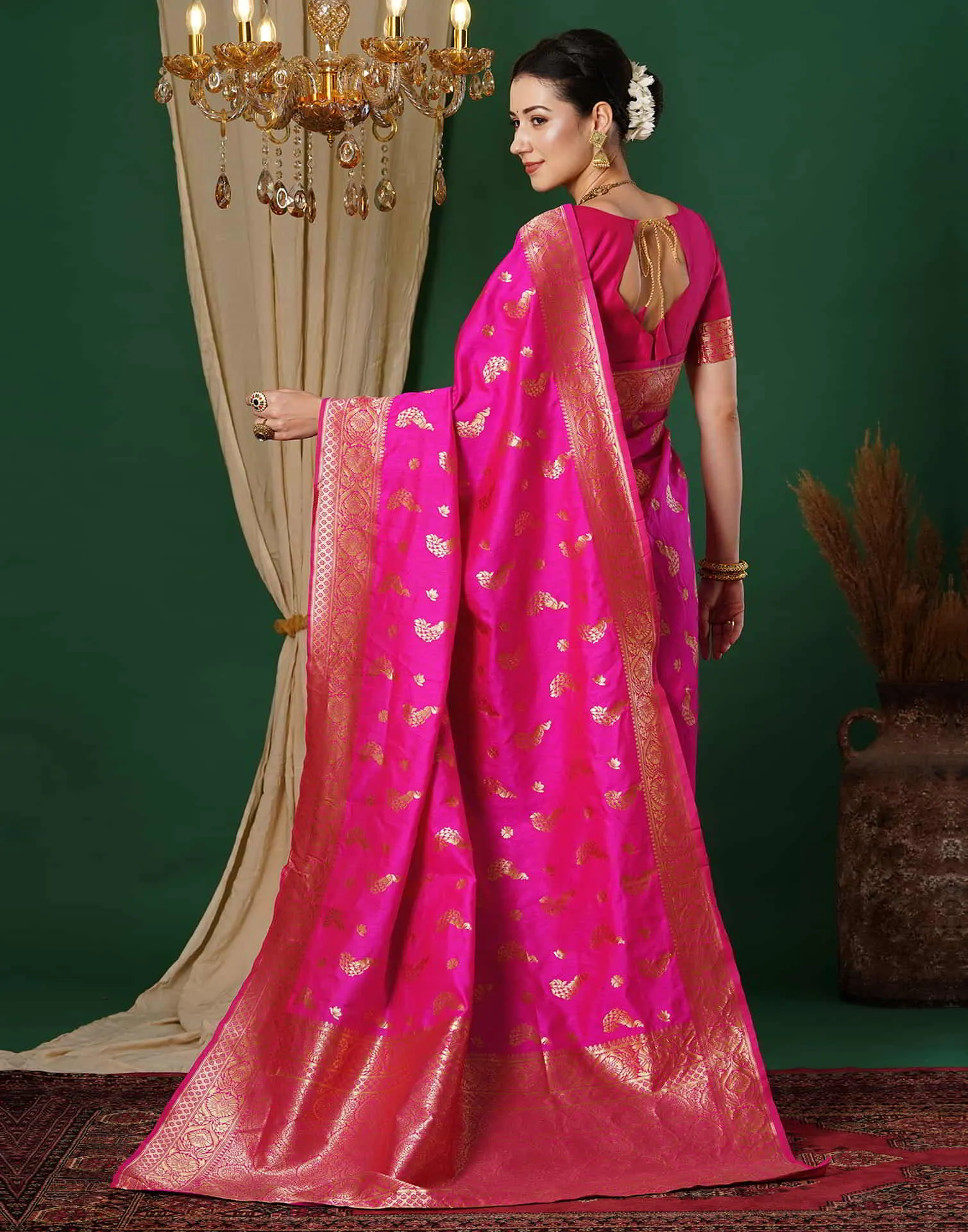 Magenta Banarasi Silk Woven Saree