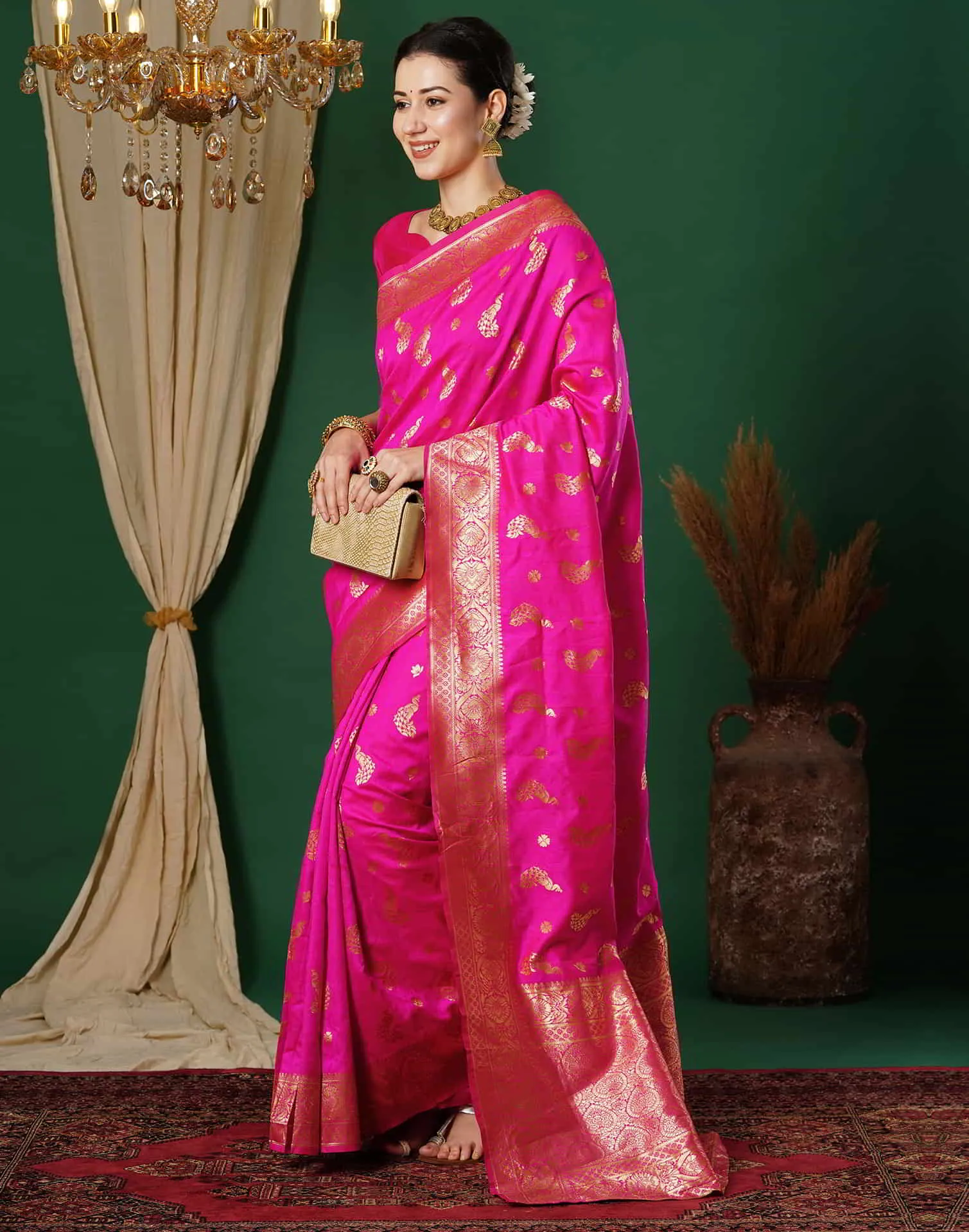 Magenta Banarasi Silk Woven Saree