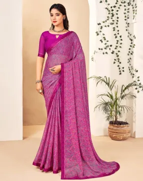 Magenta Georgette Printed Sarees