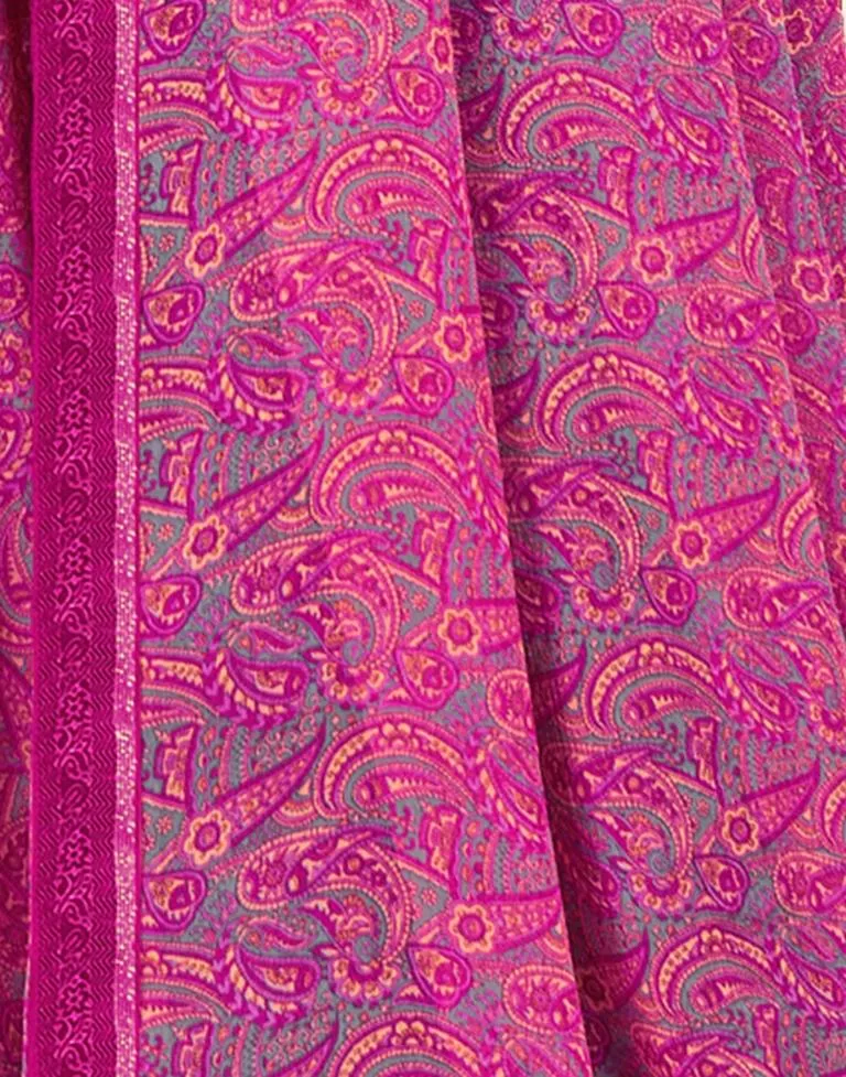 Magenta Georgette Printed Sarees