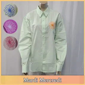 Mardi Mercredi  |Street Style Cotton Logo Shirts & Blouses