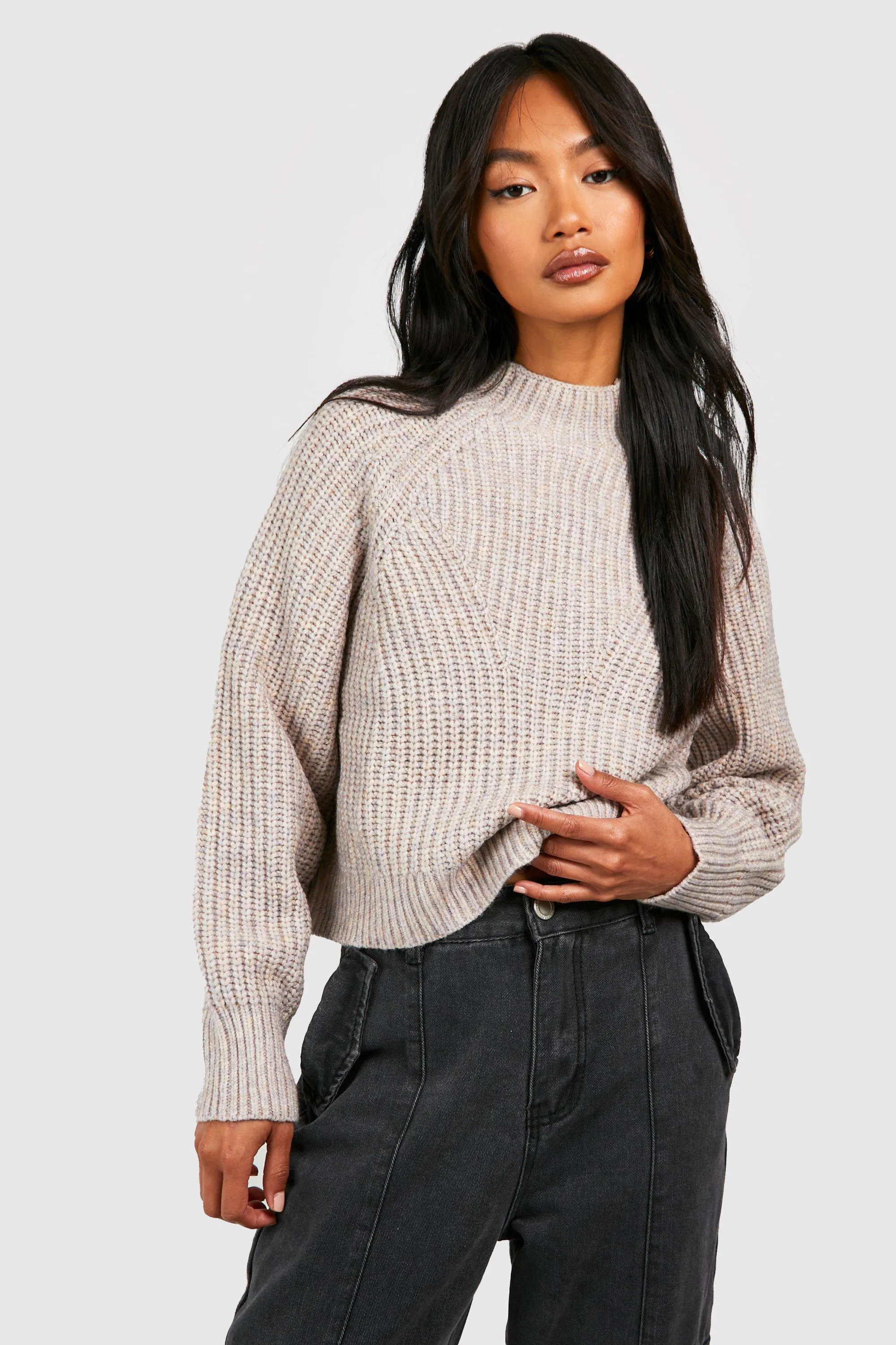 Marl Yarn High Neck Sweater