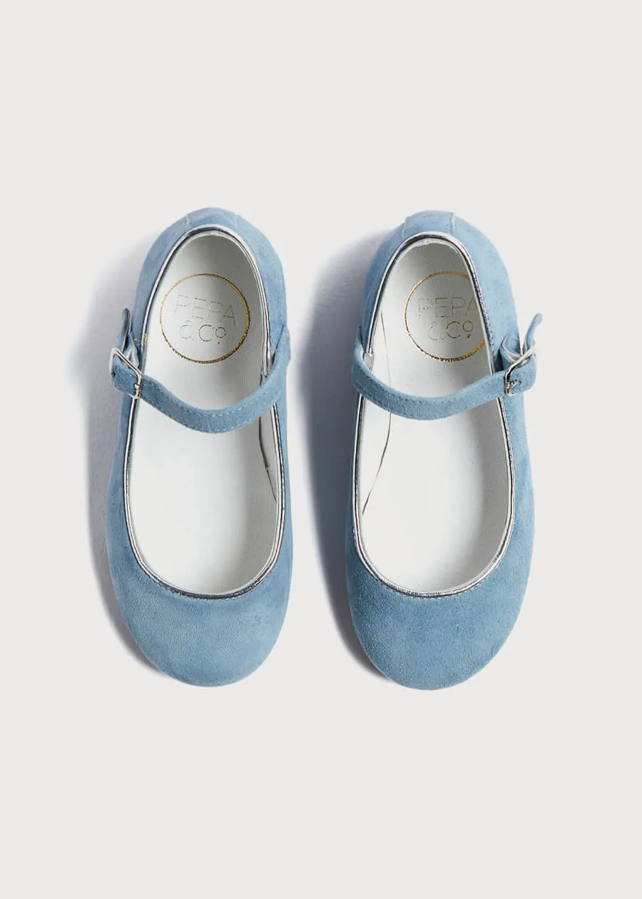 Mary Jane Suede Girls Shoes in Baby Blue (24-34EU)