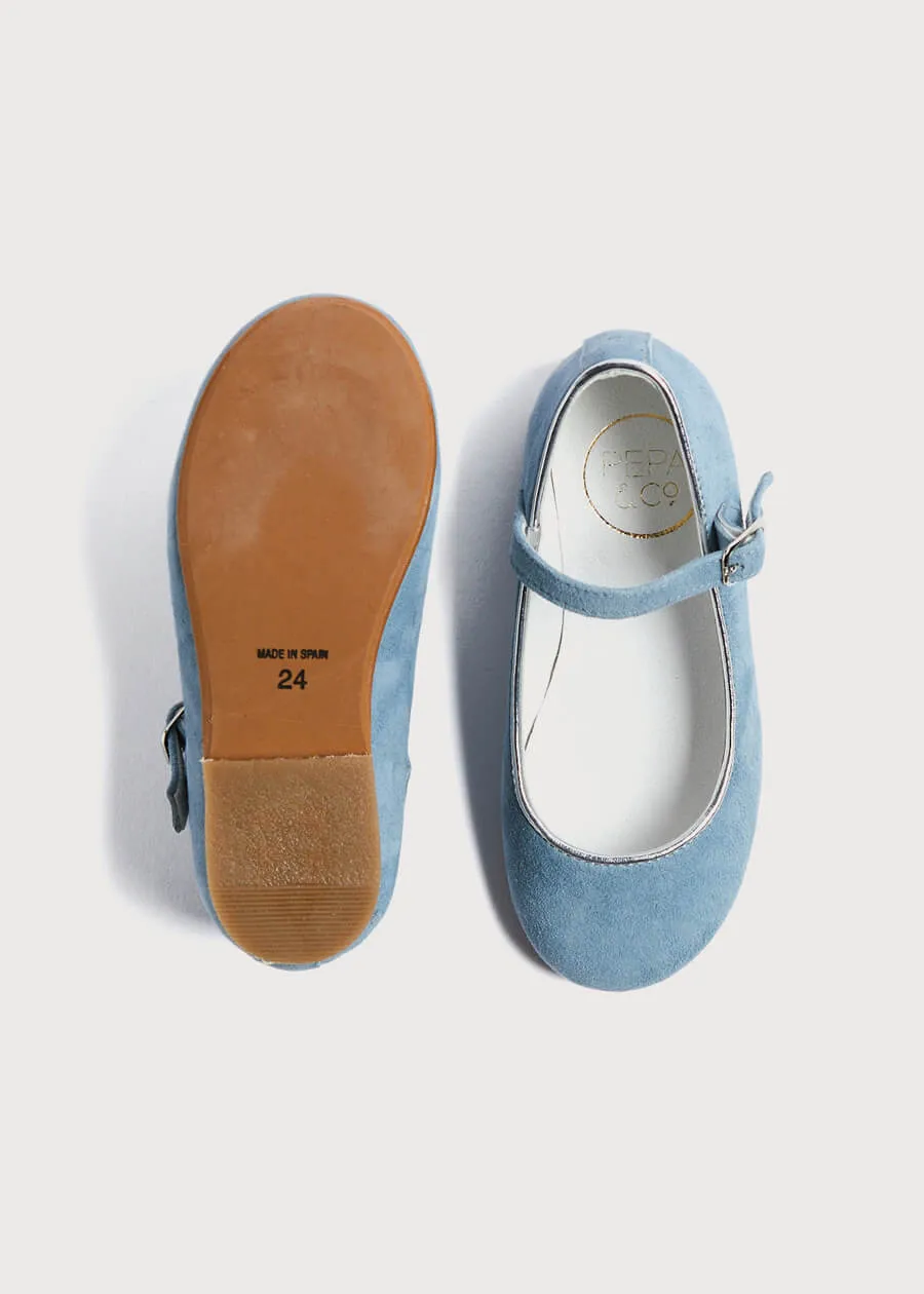 Mary Jane Suede Girls Shoes in Baby Blue (24-34EU)