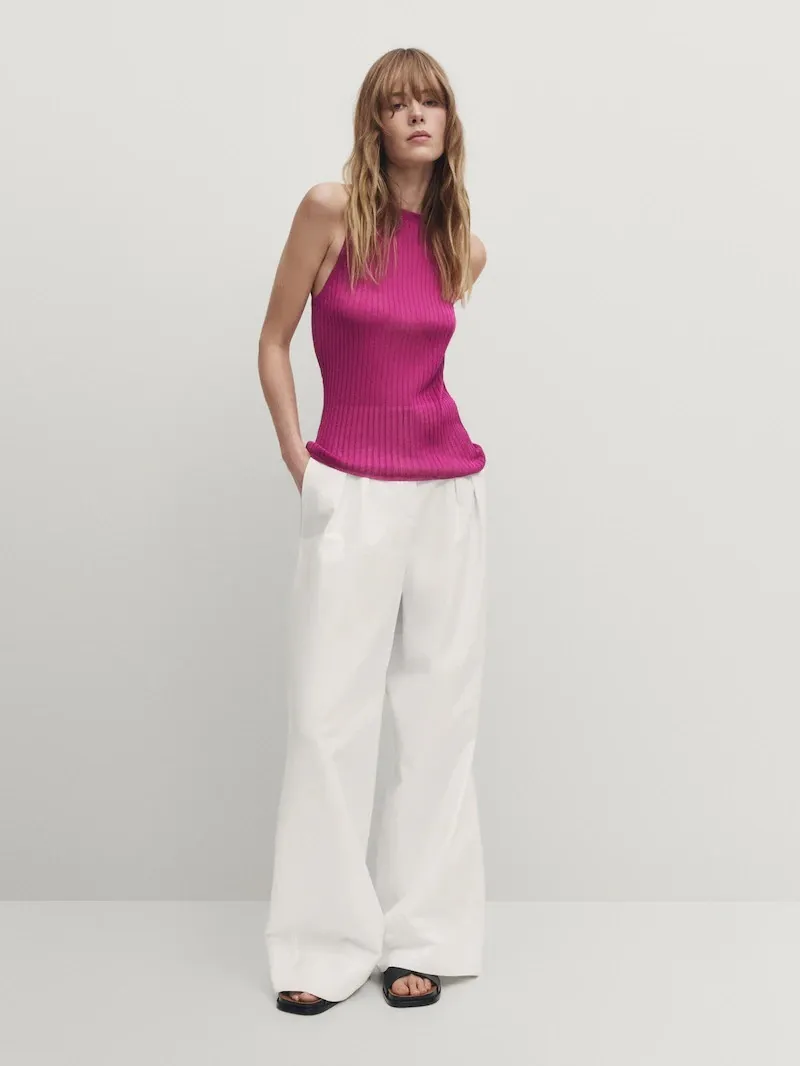 Massimo Dutti  |Crew Neck Plain Tanks & Camisoles