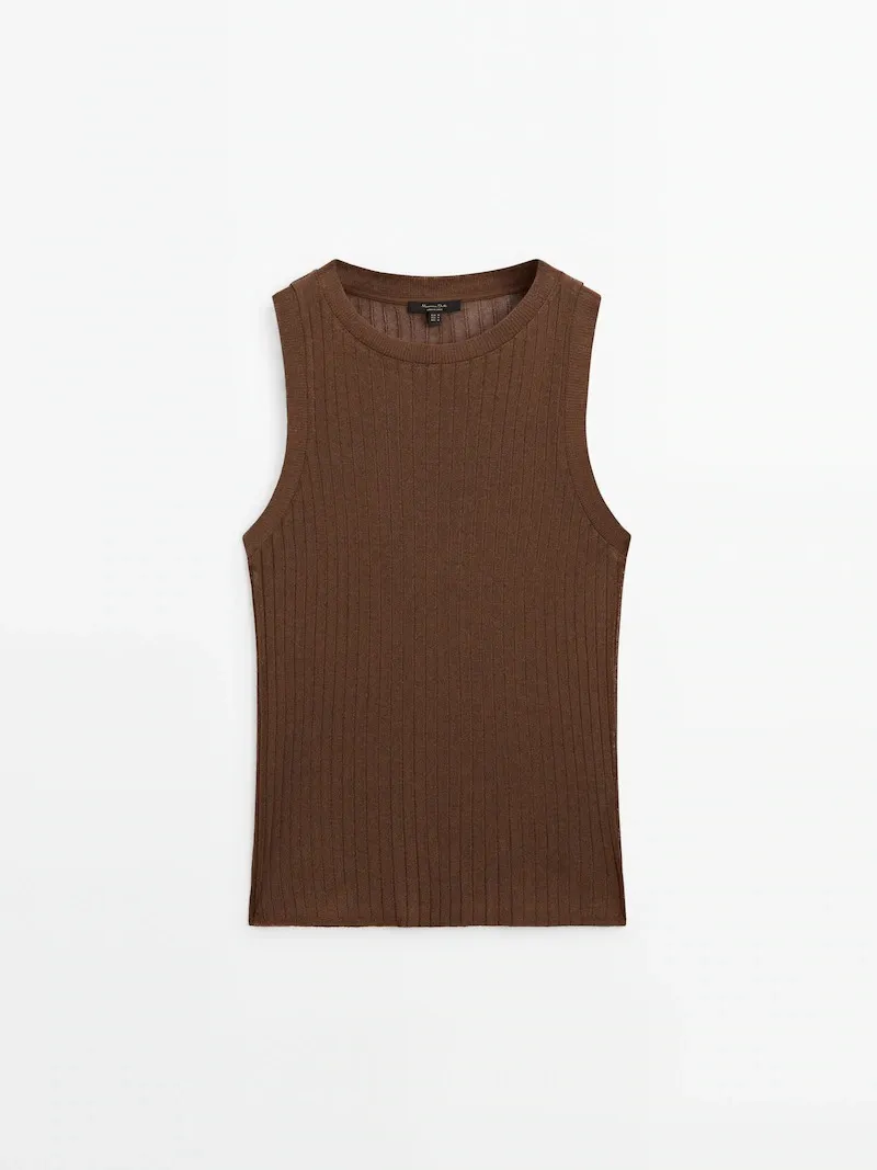 Massimo Dutti  |Crew Neck Plain Tanks & Camisoles