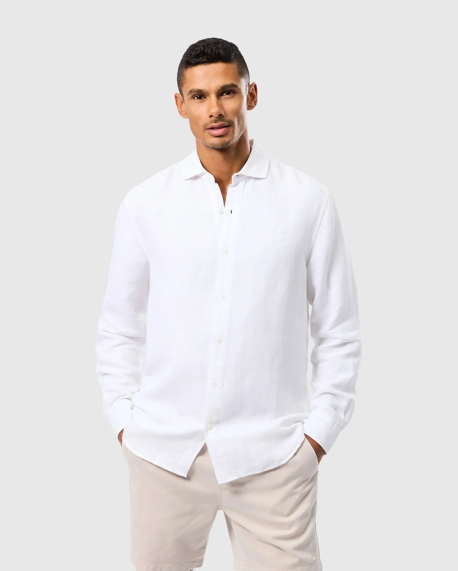 MENS CAMERON LINEN LONG SLEEVE SHIRT - B6C586C200