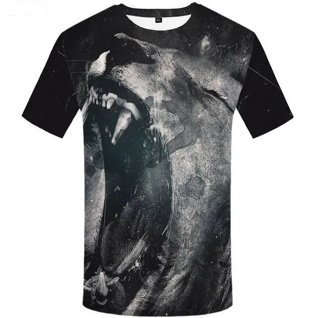 Men's Cool Funny 3D Animal Print Slim Hip Hop T-Shirts with O-Neck