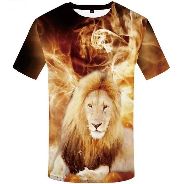 Men's Cool Funny 3D Animal Print Slim Hip Hop T-Shirts with O-Neck