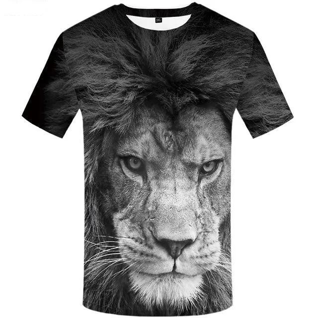 Men's Cool Funny 3D Animal Print Slim Hip Hop T-Shirts with O-Neck