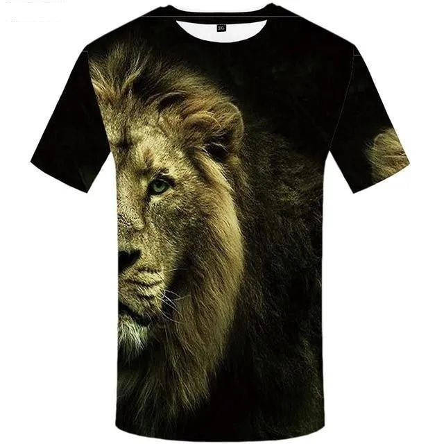 Men's Cool Funny 3D Animal Print Slim Hip Hop T-Shirts with O-Neck