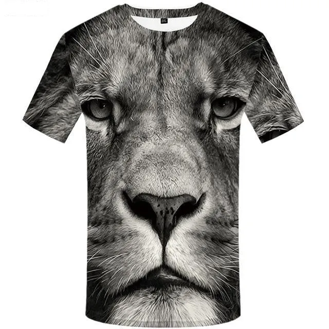 Men's Cool Funny 3D Animal Print Slim Hip Hop T-Shirts with O-Neck