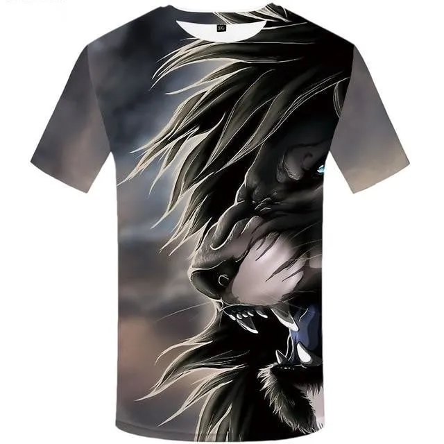 Men's Cool Funny 3D Animal Print Slim Hip Hop T-Shirts with O-Neck