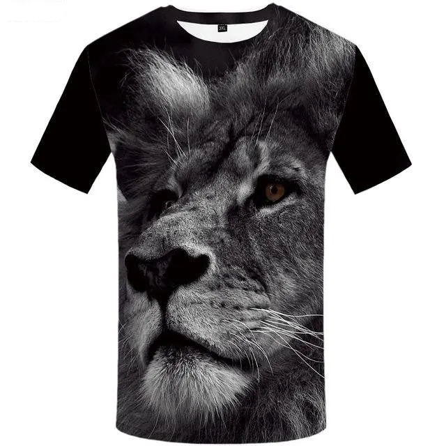 Men's Cool Funny 3D Animal Print Slim Hip Hop T-Shirts with O-Neck