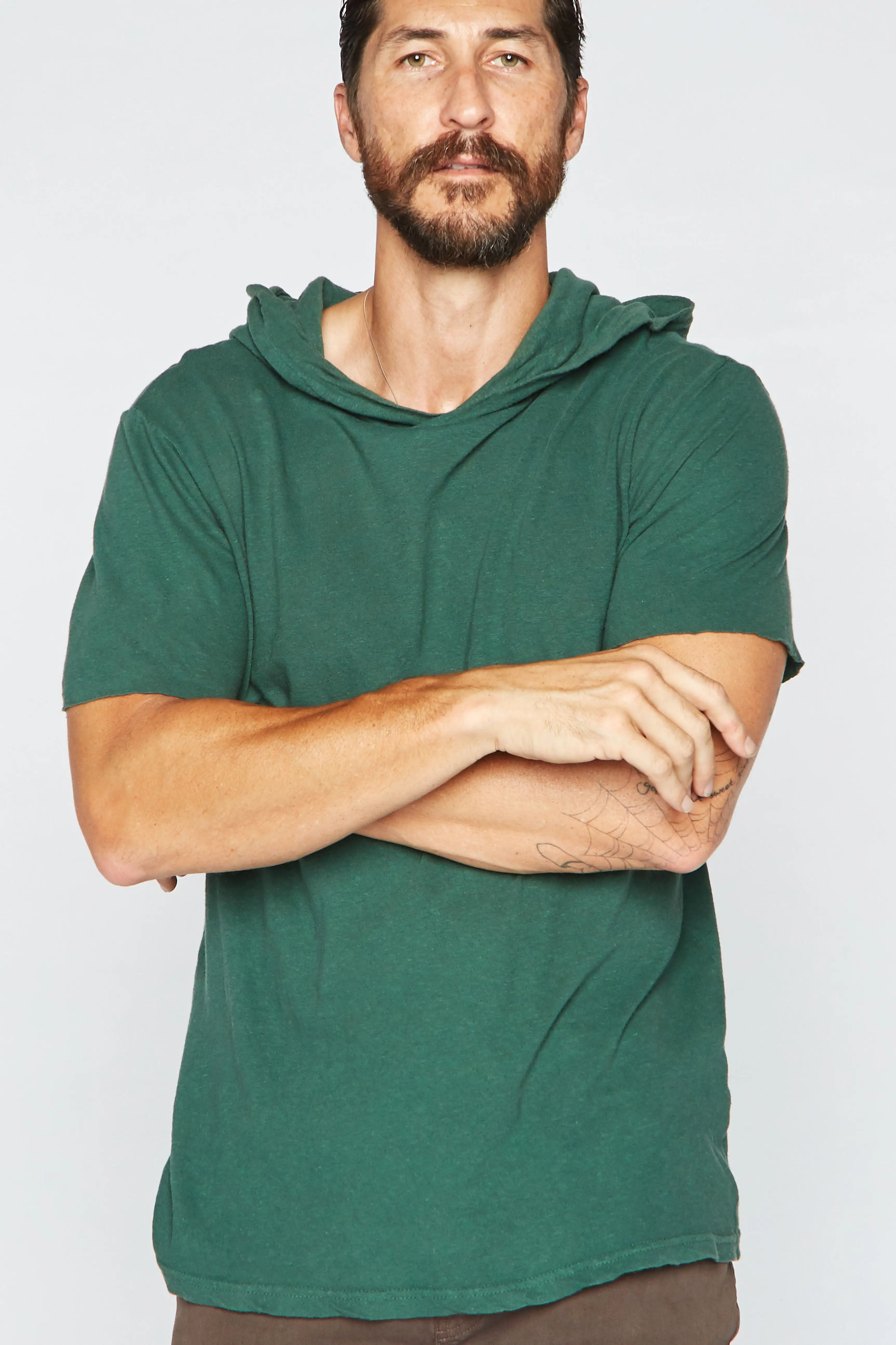 Men's Linen Blend Short Sleeve Hoodie