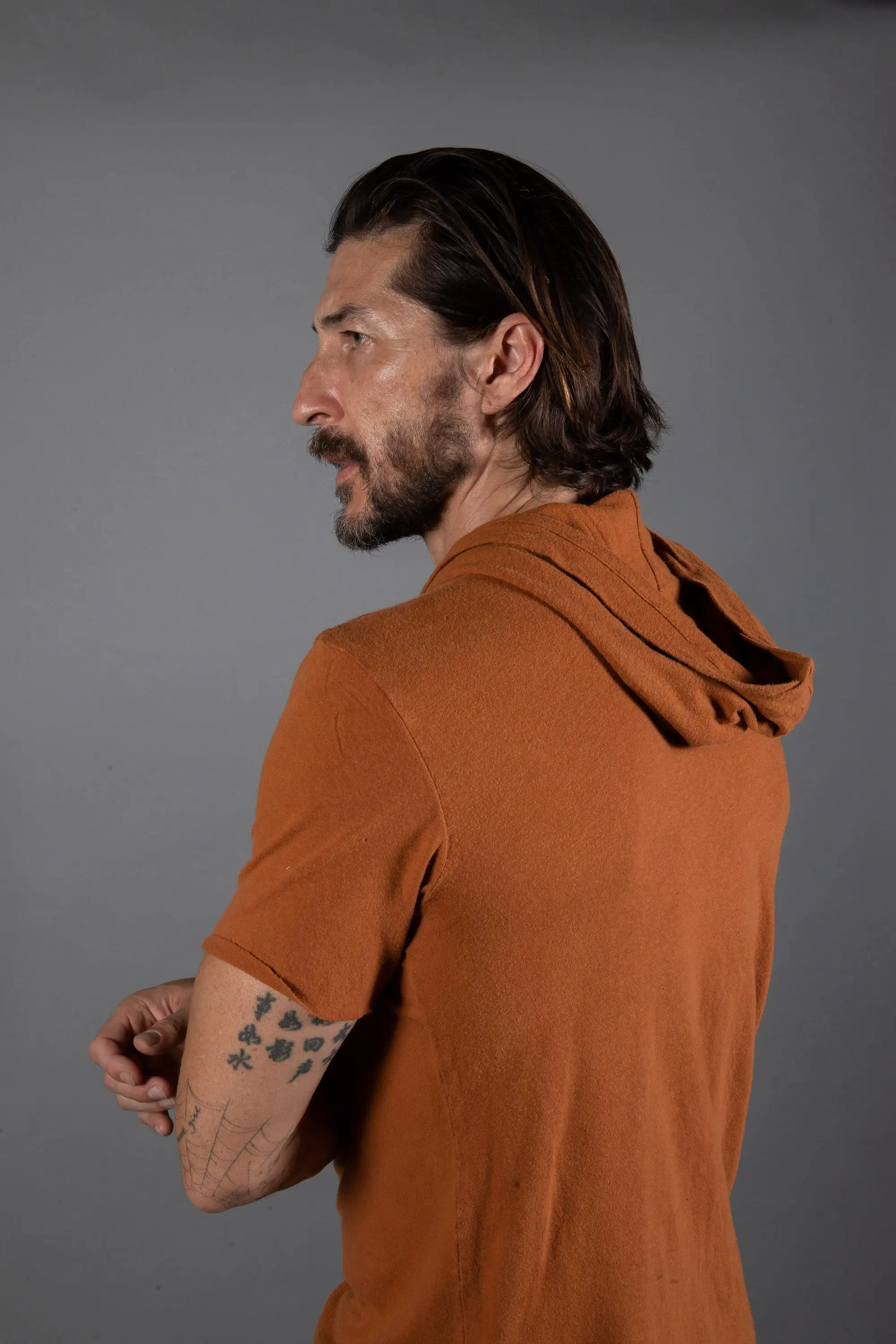 Men's Linen Blend Short Sleeve Hoodie