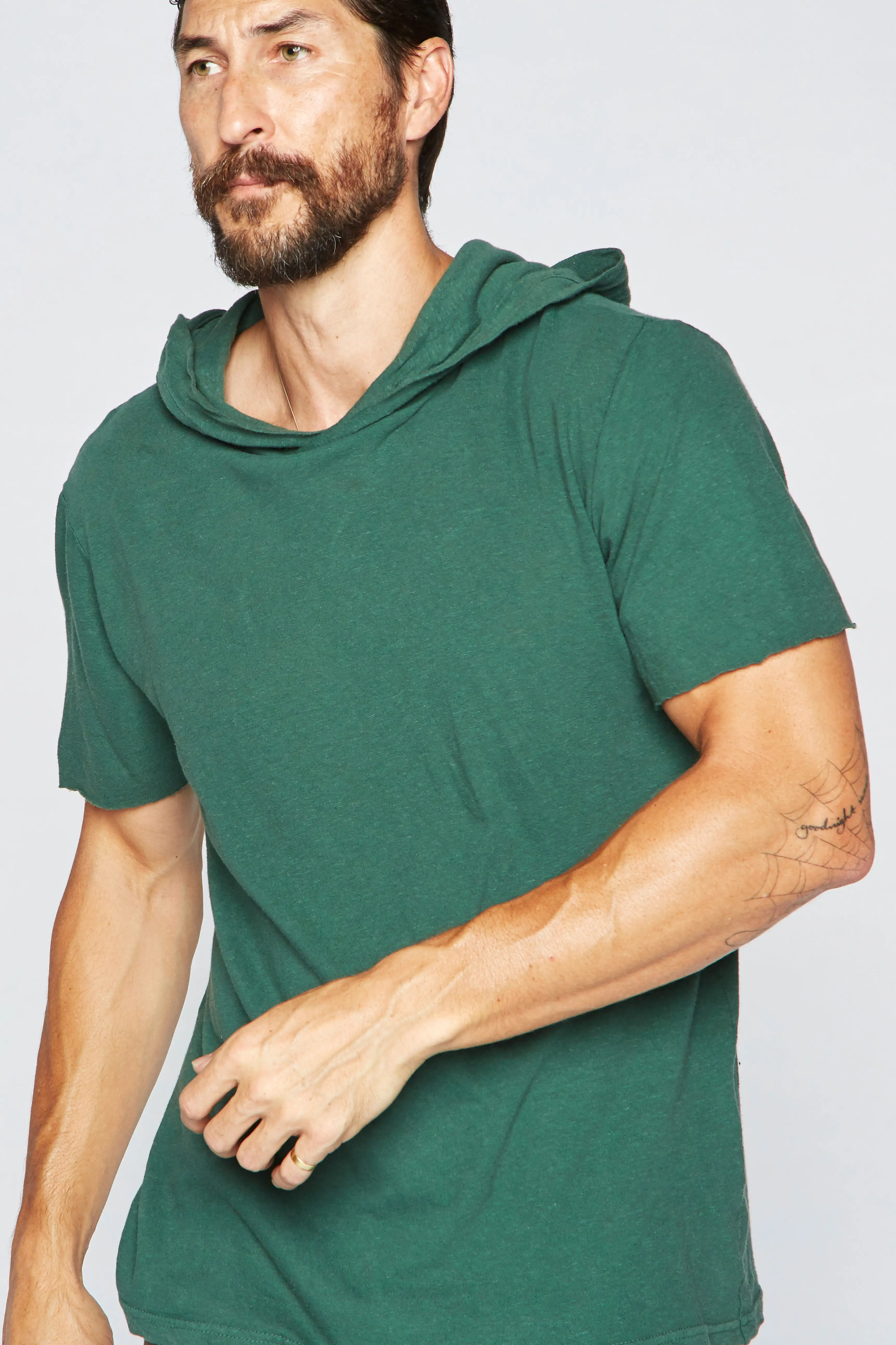 Men's Linen Blend Short Sleeve Hoodie