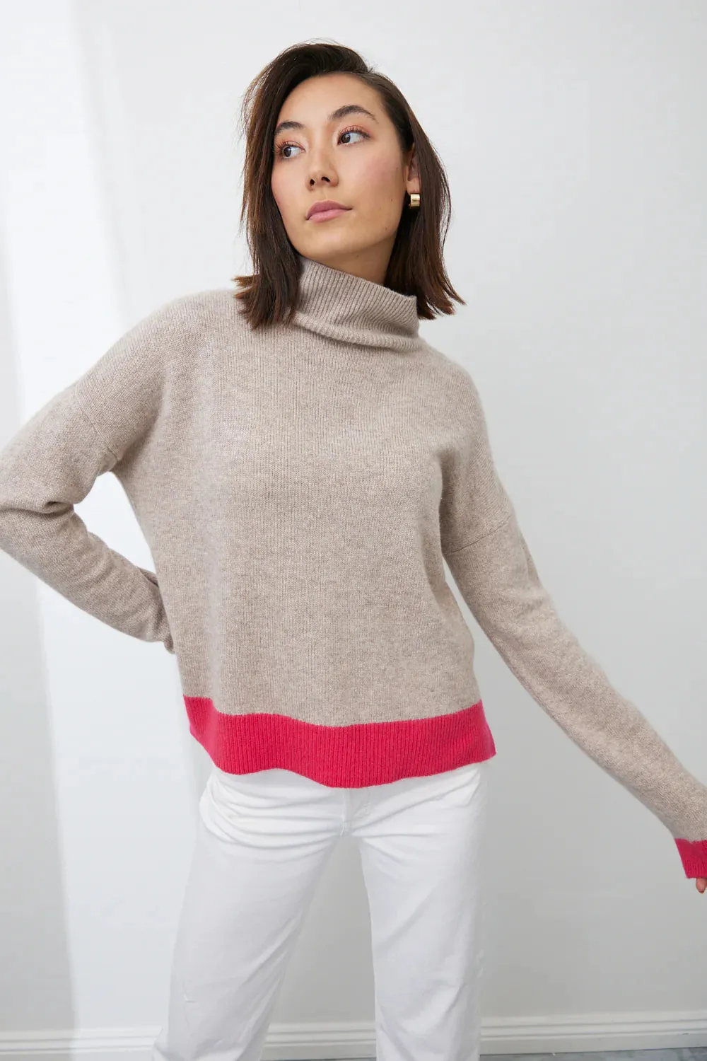 Mia Fratino - Tessa Mock Neck in Barley/Watermelon