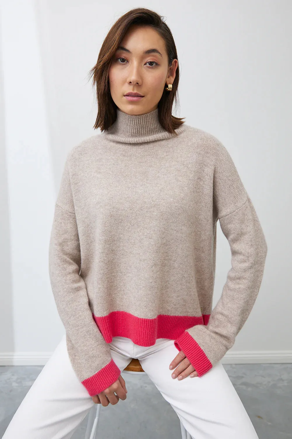 Mia Fratino - Tessa Mock Neck in Barley/Watermelon