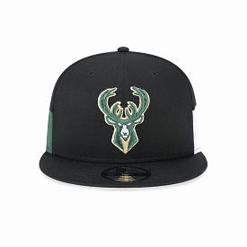 MILWAUKEE BUCKS MULTI PATCH BLACK 9FIFTY SNAPBACK CAP 'BLACK'