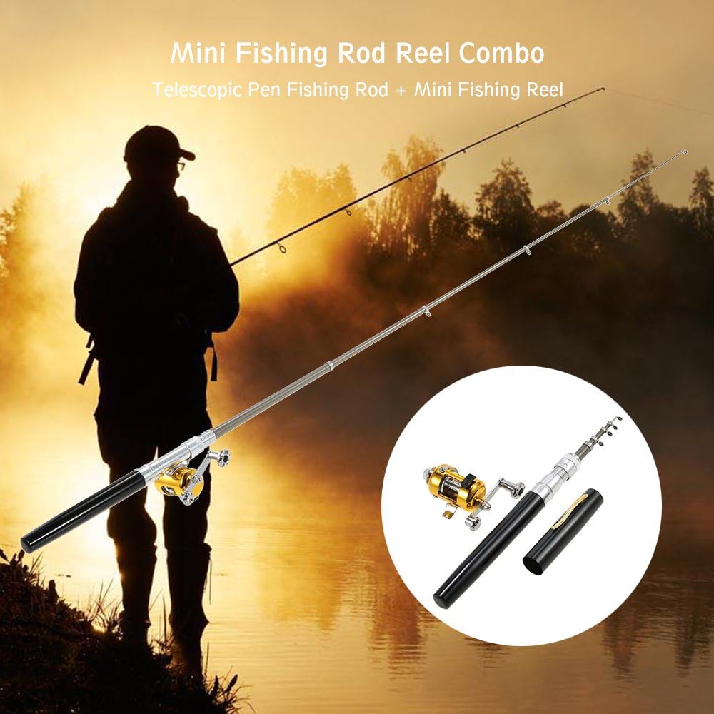 Mini Portable Fishing Rod Reel Set Fishing Rod + Aluminum Reel