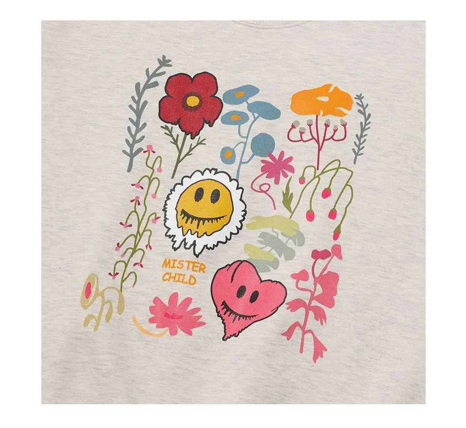 MISTER CHILD  |Heart Flower Patterns Unisex Street Style Long Sleeves