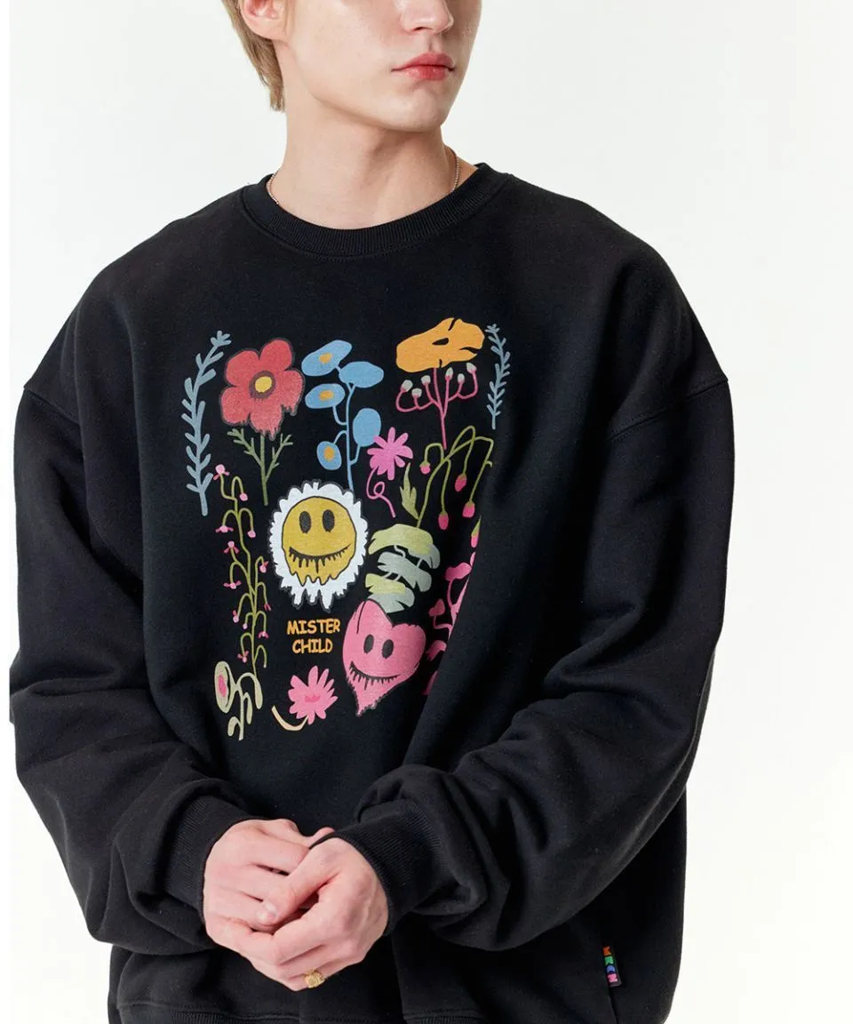 MISTER CHILD  |Heart Flower Patterns Unisex Street Style Long Sleeves