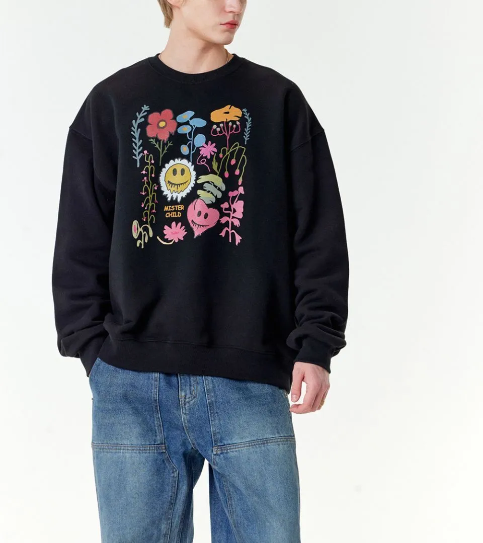 MISTER CHILD  |Heart Flower Patterns Unisex Street Style Long Sleeves