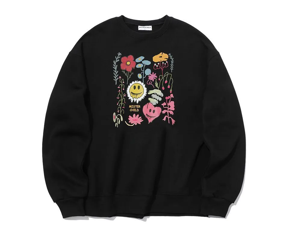 MISTER CHILD  |Heart Flower Patterns Unisex Street Style Long Sleeves